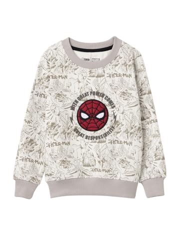 The Souled Store Official Spider-Man : Great Power Boys Long Sleeves Round Neck Color Blocked Regular Fit Cotton Sweatshirts Whi