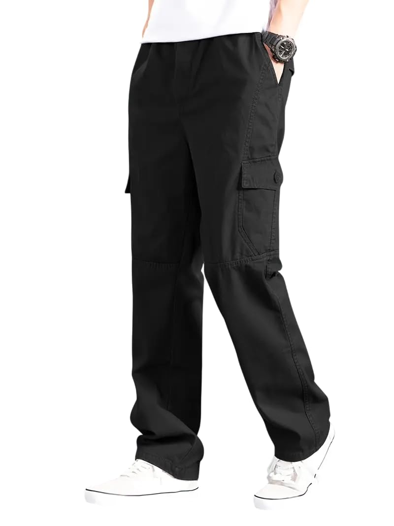 TAGAS Men Cotton Cargo Trouser ||Mens Relaxed Fit Cargo|| Mens Multi Pocket Cargos Pants||MC-16 Black