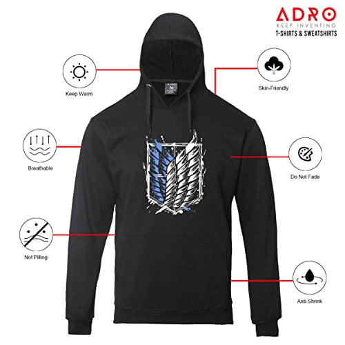 ADRO Men's Cotton Neck Hooded Sweatshirt (H22-2-WINN-BL_Black)