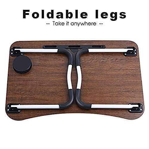 YAJNAS Wooden Multipurpose Foldable Laptop Table with Cup & Tab Holder| Table Holder Study Table, Breakfast Table, Foldable and