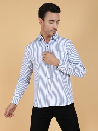 Kotty Mens Striped Polycotton Full Sleeves Shirts(Multicolor,Xl)