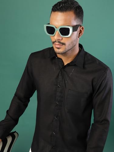 Rigo Linen Solid Shirts for Men | Full Sleeves Regular Fit Mens Shirt | Casual Shirt | Beach | Party | Outing Wear Shirt for Bo