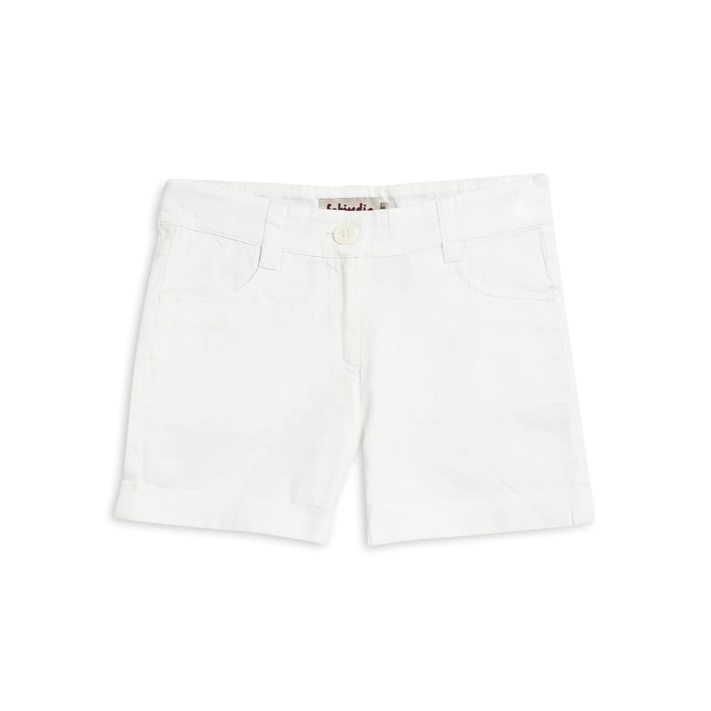 Fabindia Kids Offwhite Cotton Solid GIRL SHORTS