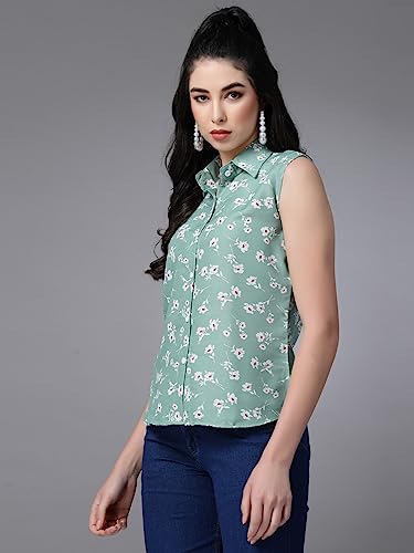 OOMPH! Summer Shirts for Women, Floral Printed, Green
