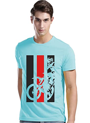 ADRO Mens Bike Rider Printed Cotton T-Shirt (RN22-2-BIK-MI_Mint_XL)