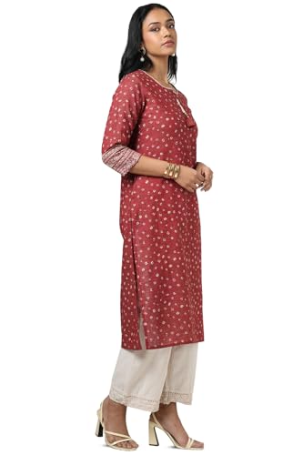 Soch Womens Charcoal Cotton Bandhani Print Kurta with Tassels
