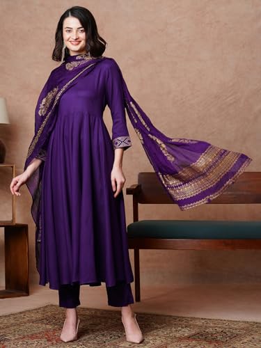 ANNI DESIGNER Women Rayon Blend Kurta With Pant & Dupatta Set