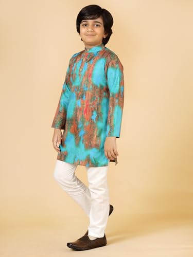 A.T.U.N. (ALL THINGS UBER NICE) Boys Blue Printed Kurta Pyjama Set