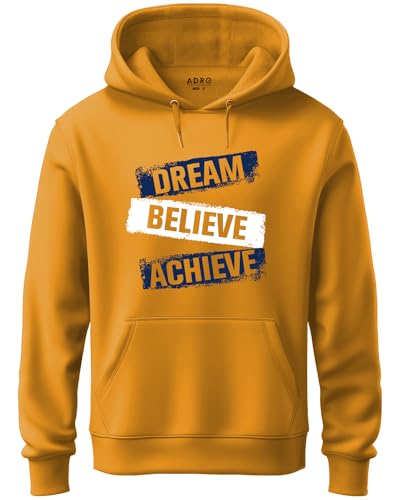 ADRO Mens Cotton Neck Hooded Sweatshirt (H21-M-DBA-MU_Mustard_XL)