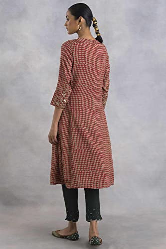 W for Woman Pink Hand Block Print Flared Kurta