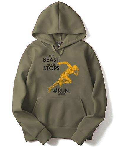 ADRO Mens Cotton Hooded Hoodie (H-B-STO-OL_Olive_XL)