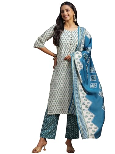 Libas WomenS Silk Blend Kurta Set (35300_Beige