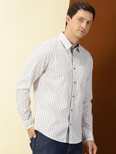 Thomas Scott Mens 100% Cotton Slim Fit Full Sleeves Spread Collar Solid Casual Shirt Green