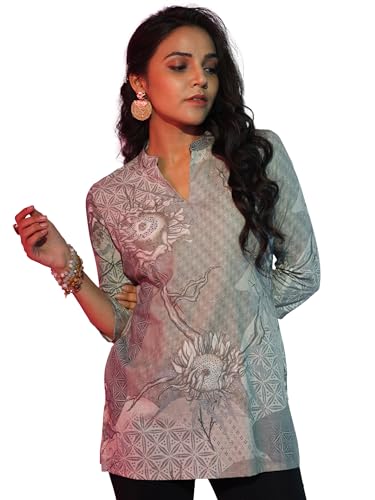 Libas WomenS Linen Floral Straight Kurti (58166_Off White