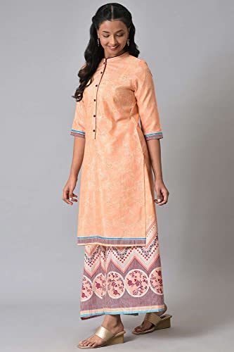 Peach Printed Summer Kurta Set