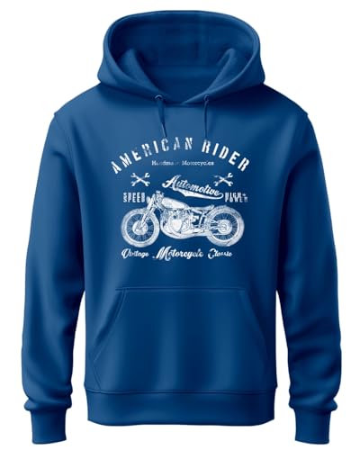 ADRO Mens Cotton Neck Hooded Sweatshirt (H24-AME-RB_Royal Blue