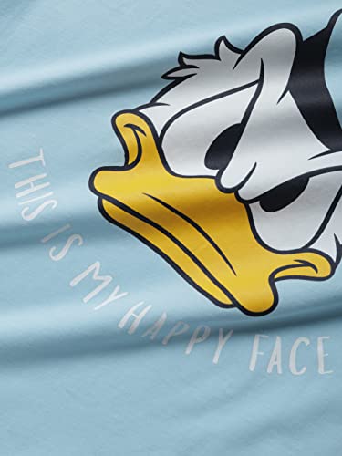 The Souled Store|Donald Duck Happy Face Round Neck Mens And Boys T-Shirt|Graphic Printed Half Sleeve|100% Cotton Blue Color T-Sh
