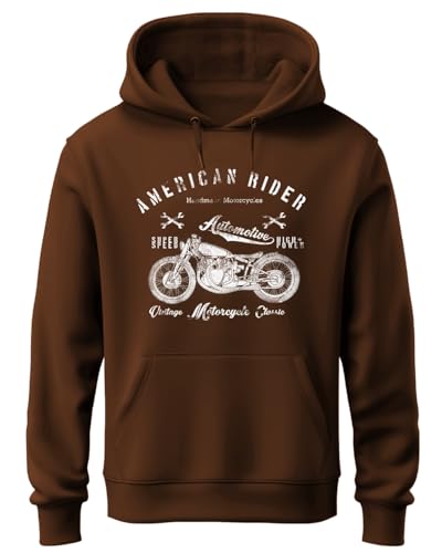 ADRO Mens Cotton Neck Hooded Sweatshirt (H24-AME-BR-XL_Brown)