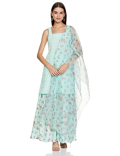 Ketch WomenS Polycotton Tunic Sharara And Dupatta (Khk3000754_Aqua
