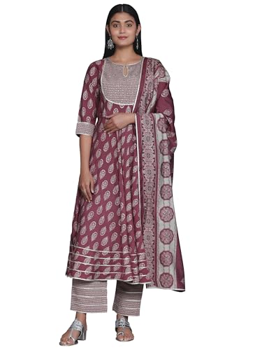 Libas WomenS Silk Blend Printed Kurta Set (35324_Mauve