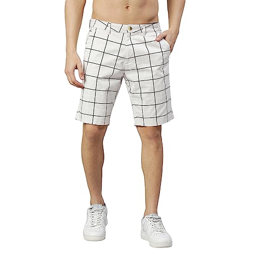 Thomas Scott MenS Checkered Slim Fit Shorts Grey