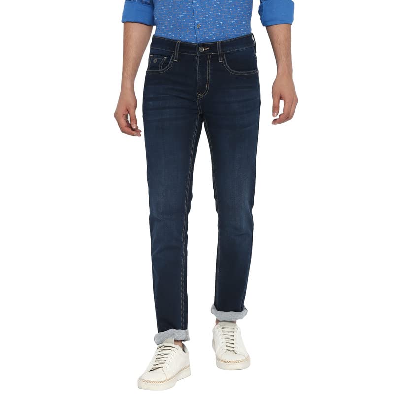 Turtle Men Dark Blue Narrow Fit Solid Jeans