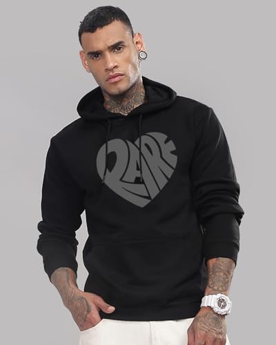 ADRO Men's Printed Hoodie, Cotton Blend, Size 36, Black, Model H24-RARE-BL