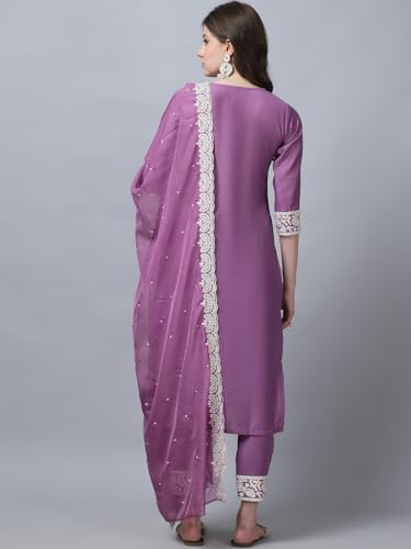 Alvami Women Embroidery Kurta and Pant Set with Dupatta