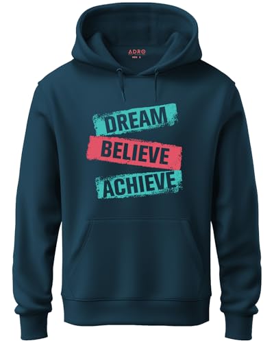 ADRO Mens Cotton Neck Hooded Sweatshirt (H20-M-DBA-SB_Teal_XL)