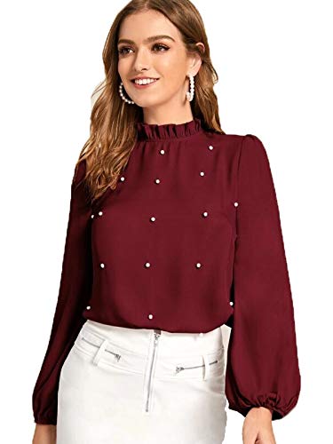 ANNI DESIGNER Womens Maroon Color Western Top (Lantern Maron TOP_L)