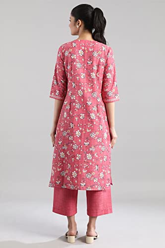 Aurelia Printed V Neck Cotton Flax Womens Kurta Set (S21AU02502832-P)