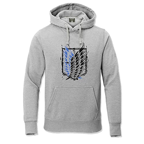 ADRO Mens Cotton Neck Hooded Sweatshirt (H22-2-WINN-GR_Grey_XL)