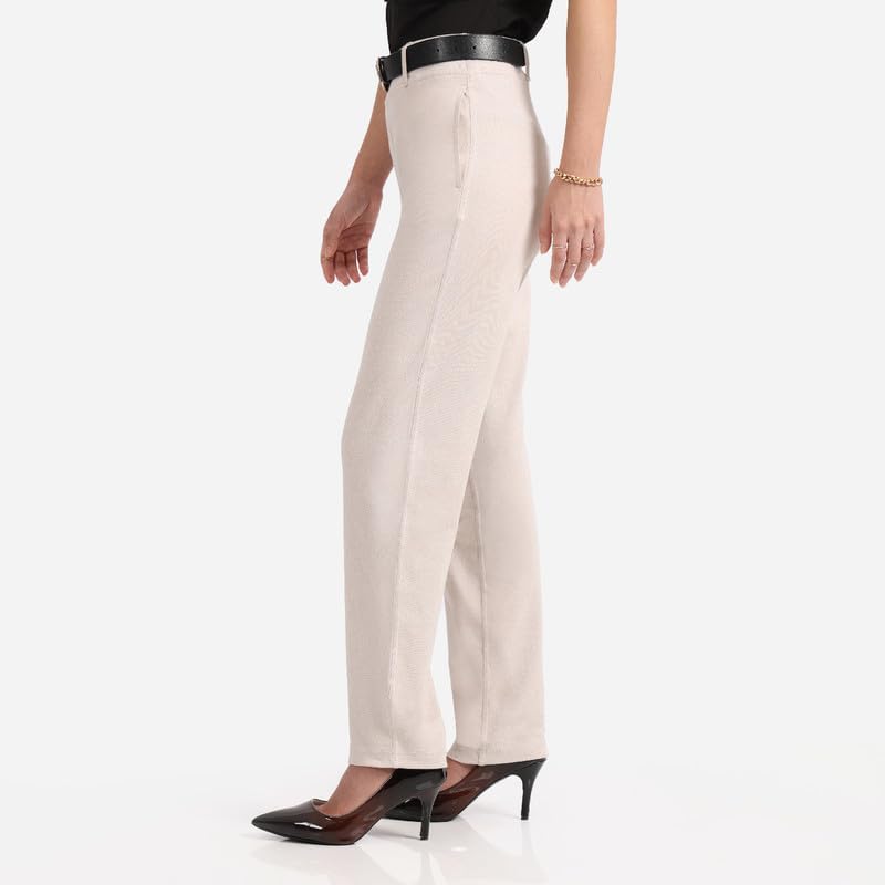 BlissClub Work-to-Wine Twill Straight Pants -Tall Above 55, Twill Pattern, Cotton Pants, Breathable and Stretchy