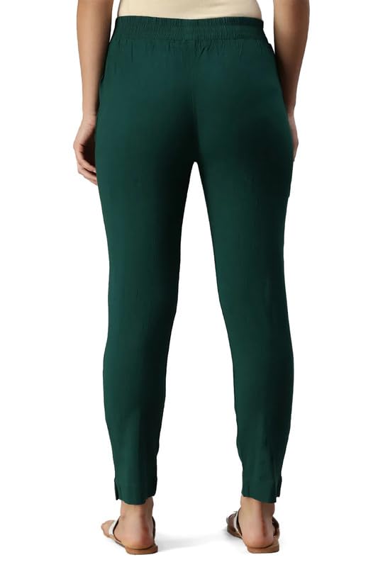 Soch Womens Green Viscose Solid Ankle Length Pant