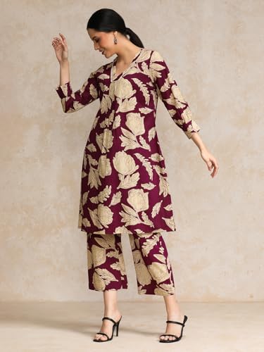 Varanga Floral Printed Puff Sleeve Kurta With Trouser
