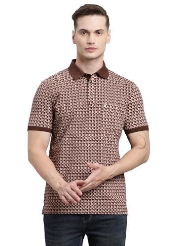 Turtle Men Brown Printed Cotton Stretch T-Shirt