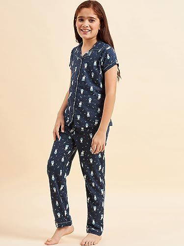 Sweet Dreams Girls Printed Front Open Pyjama Set
