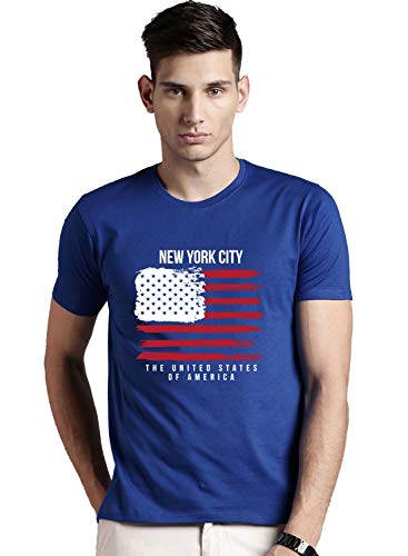 ADRO Mens USA American Flag Printed Cotton T-Shirts (RNR-M-NWW-RB_Royal Blue_XL)