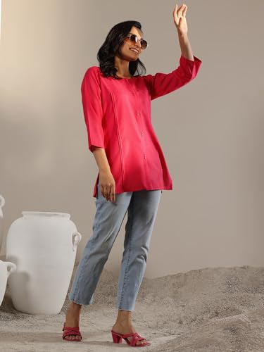 Libas Women's Cotton Blend Solid Straight Kurti