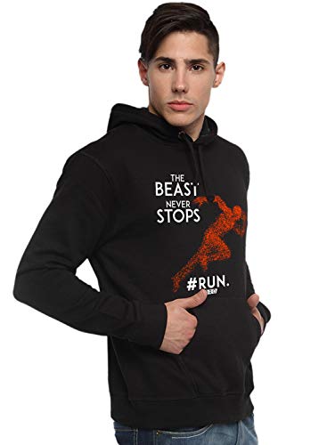 ADRO Men's Motivation Workout Printed Cotton Hoodies (H-M-STO-BL_Black)