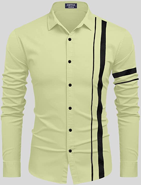 Bellstone Mens Solid Regular Fit Shirt (B-8200_Light Yelllow