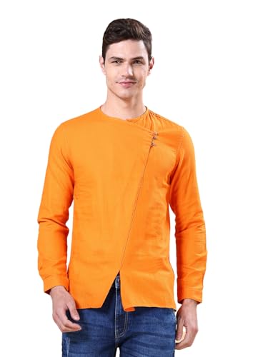The Indian Garage Co MenS Cotton Slim Kurta (0721-Sk25L29-07_Orange