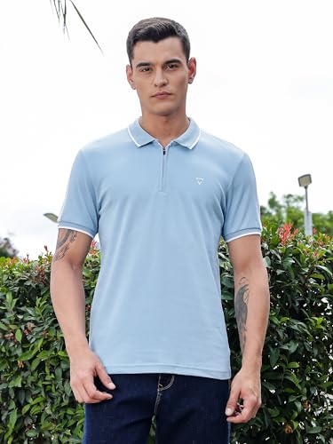 Thomas Scott Mens | Solid | Polo Neck | 100% Cotton | Button Closure | Ribbed Shorts Sleeve | Regular Fit | Tshirt for Men (TSM