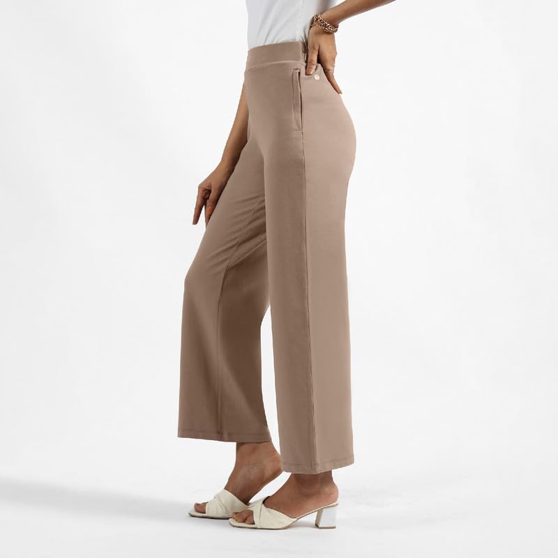 Blissclub Womens Work Utility Pants (AMPM_Wide_Barkha Brown Mocha
