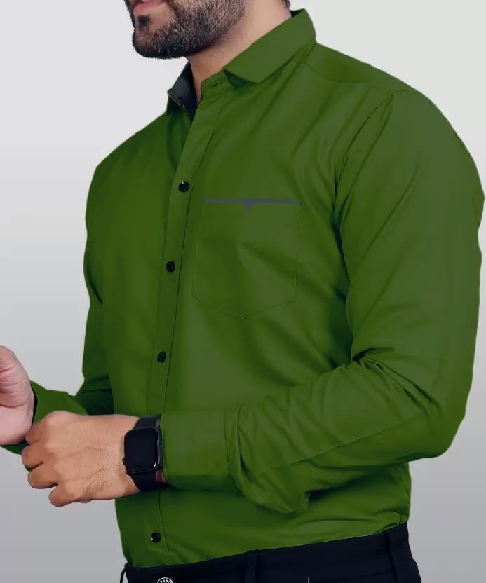 CB-COLEBROOK Mens Regular Fit Solid Soft Touch Cotton Casual Shirt with Pocket Design with Spread Collar & Full Sleeves (Availa