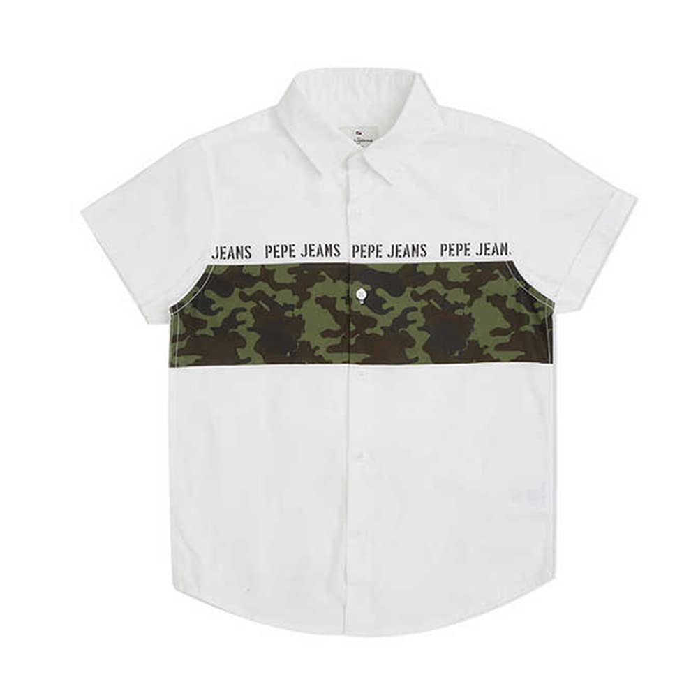 Pepe Jeans BoyS Camouflage Regular Fit Shirt (Pb302398_White