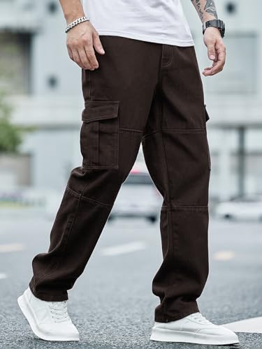 Greciilooks Regular Cargo Pant Baggy Loose Fit Brown