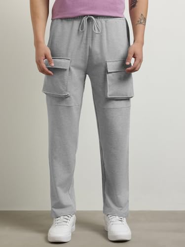 Nobero MenS Straight Sweatpants (1M-Bwjg-R0114_Grey Melange