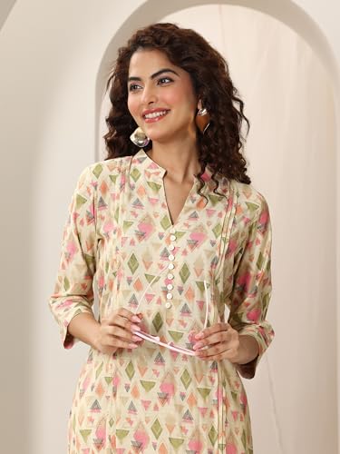Libas Women's Silk Blend Geometric Straight Kurtas