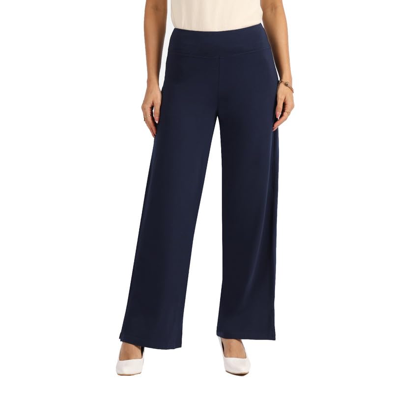 BlissClub AM:PM Cotton Wide Leg Pants - Lite,Tall Above 55, Cotton Pants, Wide Waistband, Slit at Hem, Side Pockets